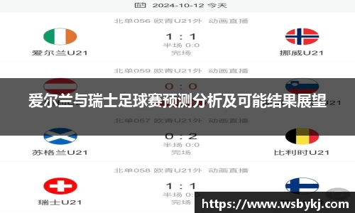 爱尔兰与瑞士足球赛预测分析及可能结果展望